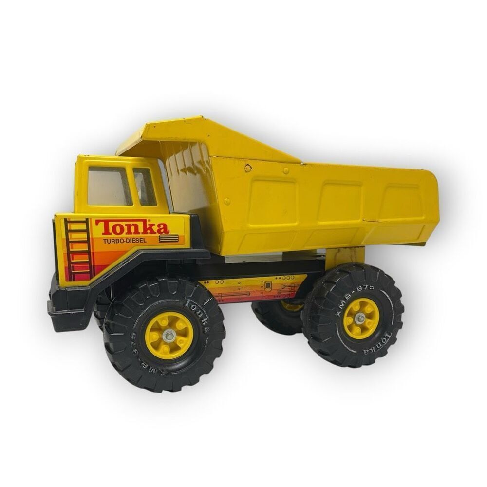 Mighty Tonka Turbo Diesel XMB-975 Metal Dump Truck 17” Vintage Steel Yellow Toy